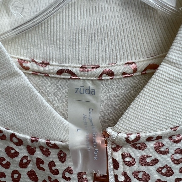 NWT Zuda Pink Metallic Leopard Zipper Oversized Cinched Waist - Picture 4 of 6